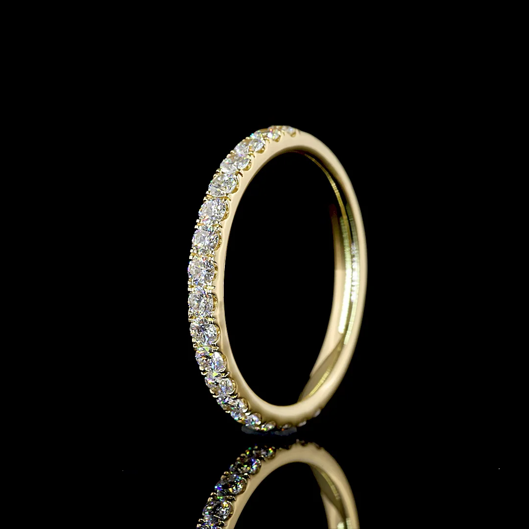 0.48 Cts 14k Yellow Gold Round Shape Half Eternity Eternity Band - Image 4
