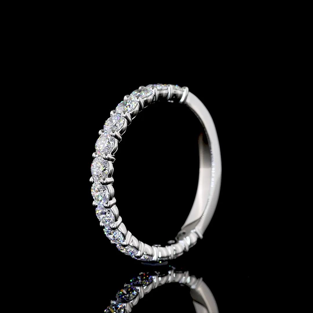 0.89 Cts Platinum Round Shape 3/4 Band Eternity Band - Image 4