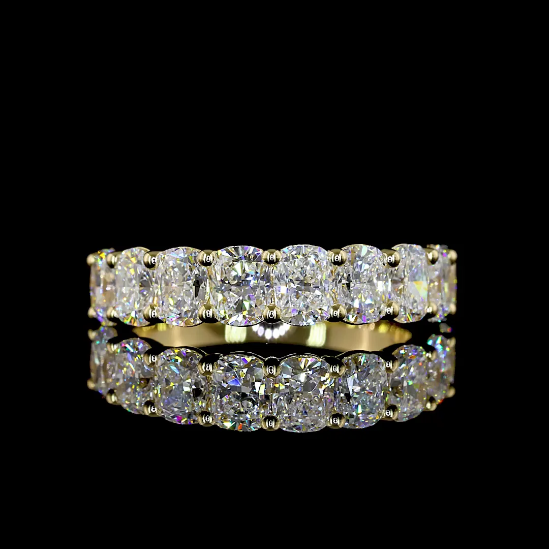 1.89 Cts 14k Yellow Gold Cushion Brilliant Shape Half Eternity Eternity Band - Video