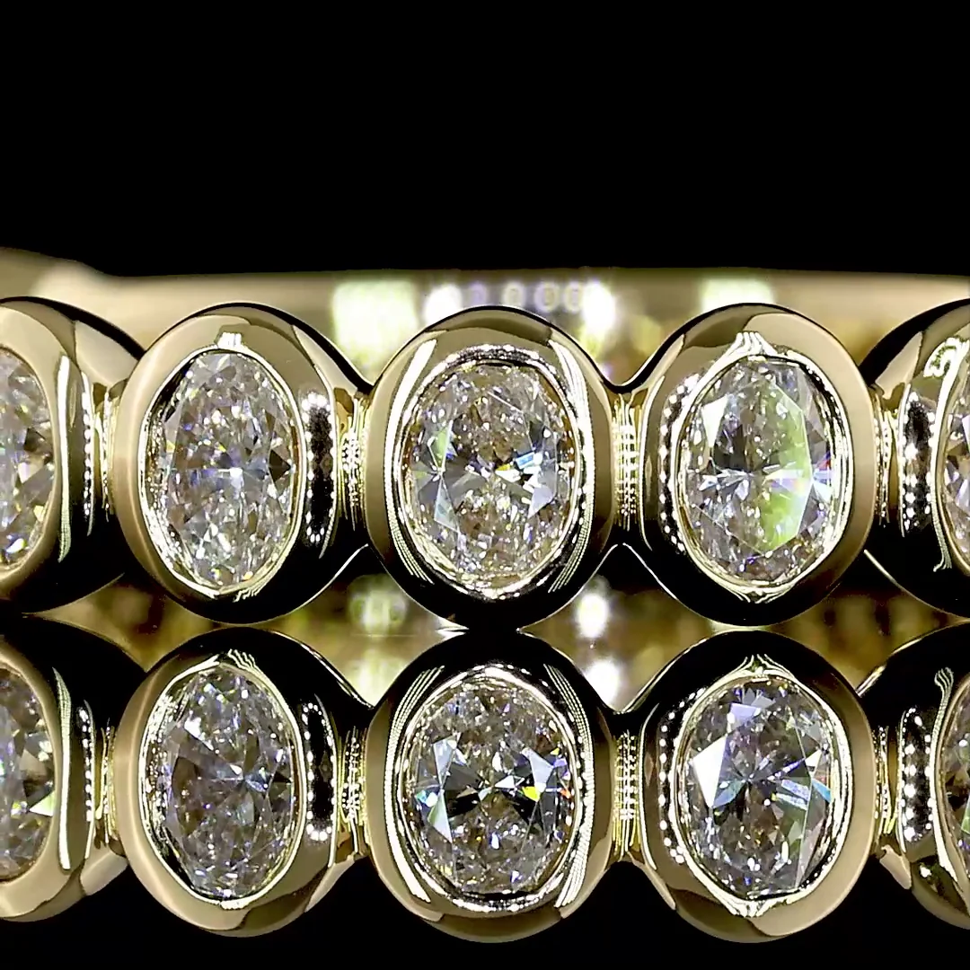 0.67 Cts 14k Yellow Gold Oval Shape 3/4 Band Eternity Band - Image 3