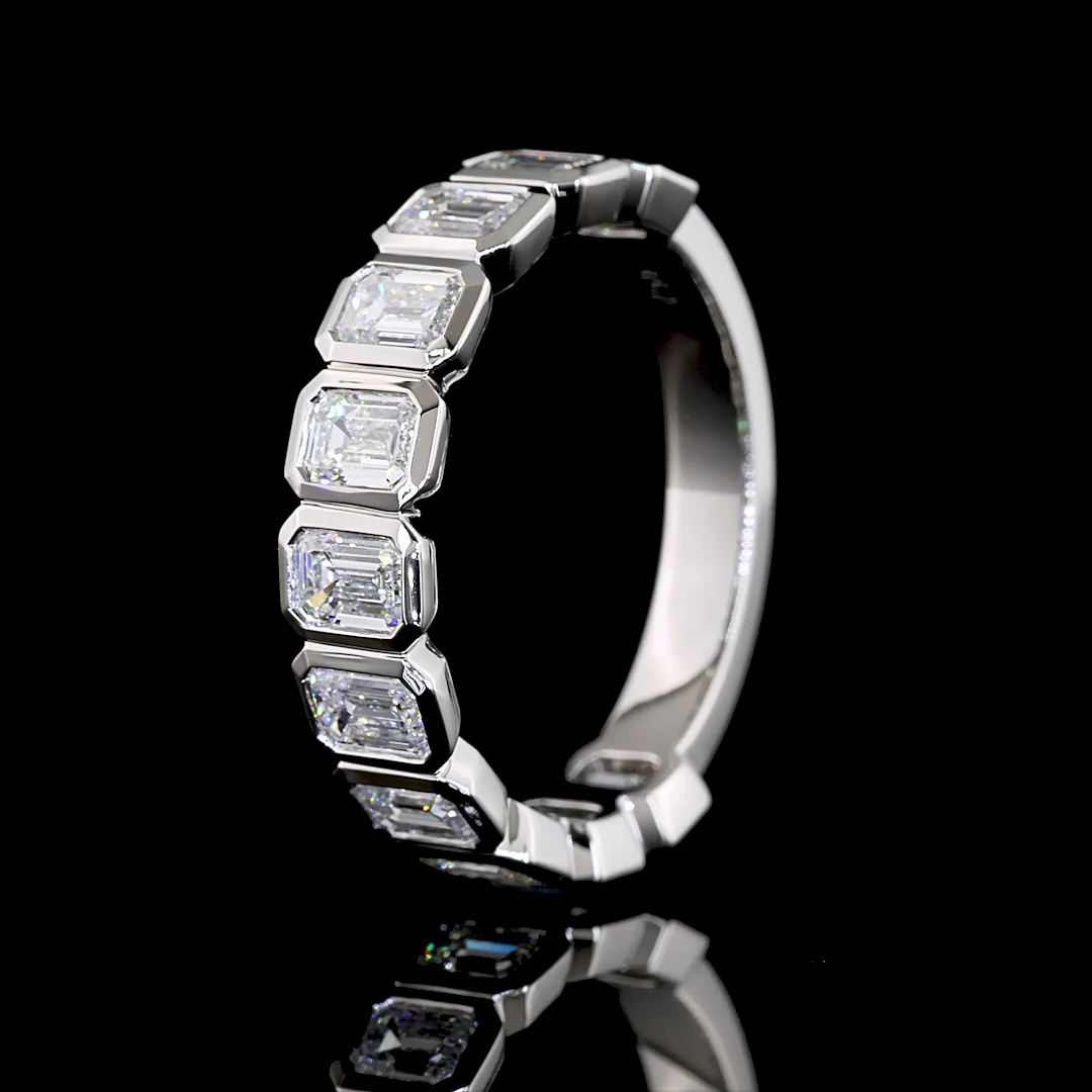 2.64 Cts Platinum Emerald Shape 3/4 Band Eternity Band - Image 4