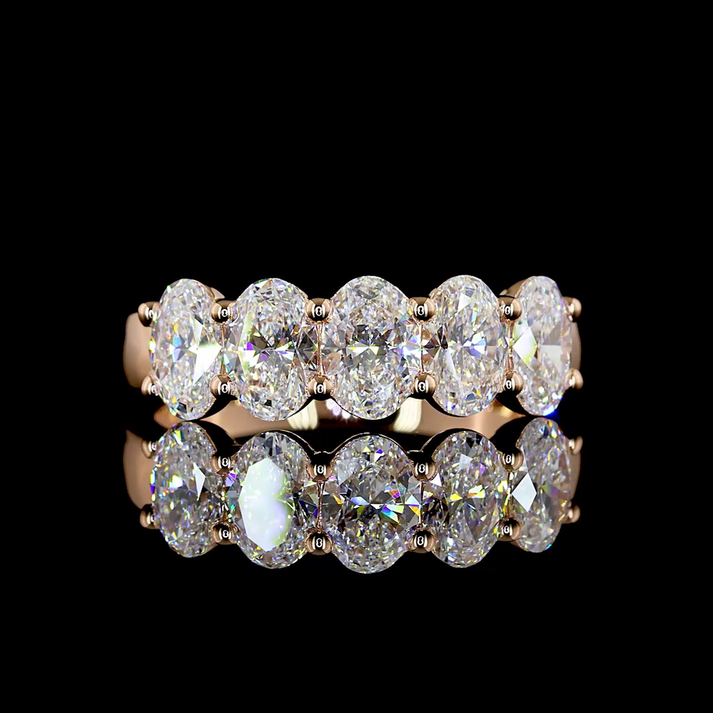 2.1 Cts 14k Rose Gold Oval Shape 5 Stones Eternity Band - Video