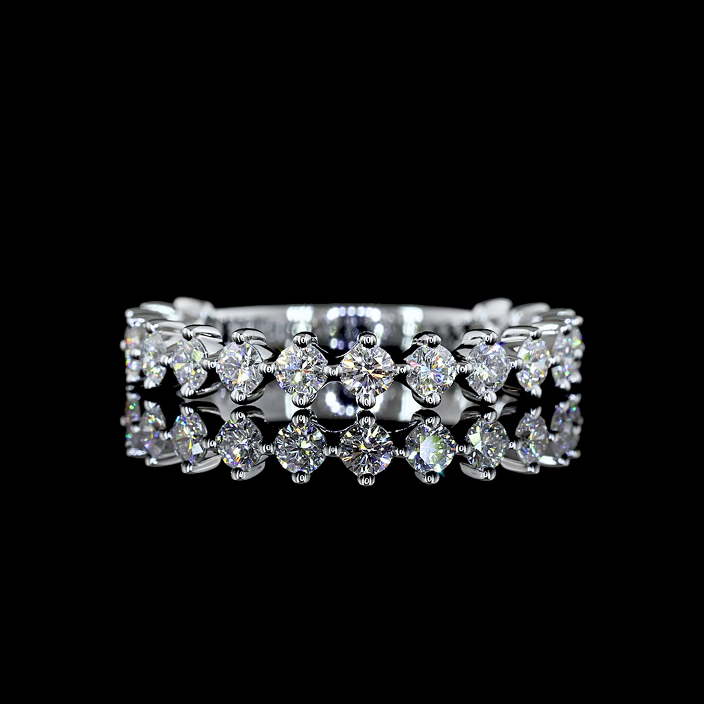 0.68 Cts 14k White Gold Round Shape 3/4 Band Eternity Band - Video