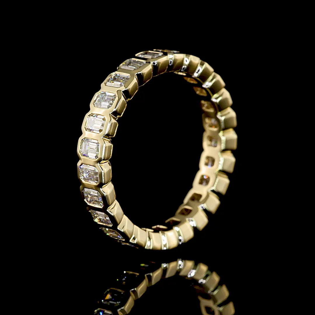 1.7 Cts 14k Yellow Gold Emerald Shape Eternity Band Eternity Band - Image 4