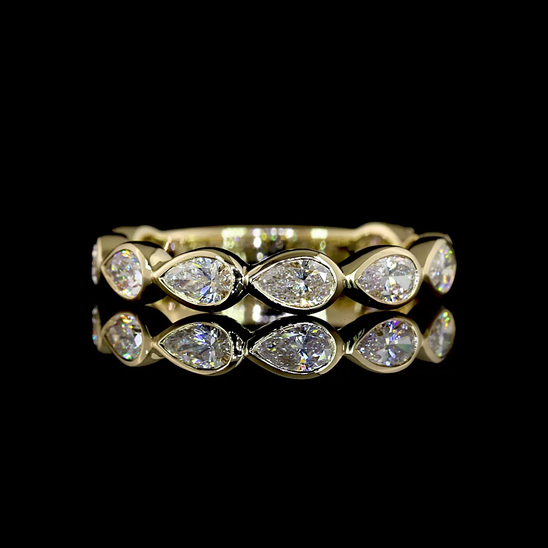 0.72 Cts 14k Yellow Gold Pear Shape 3/4 Band Eternity Band - Video