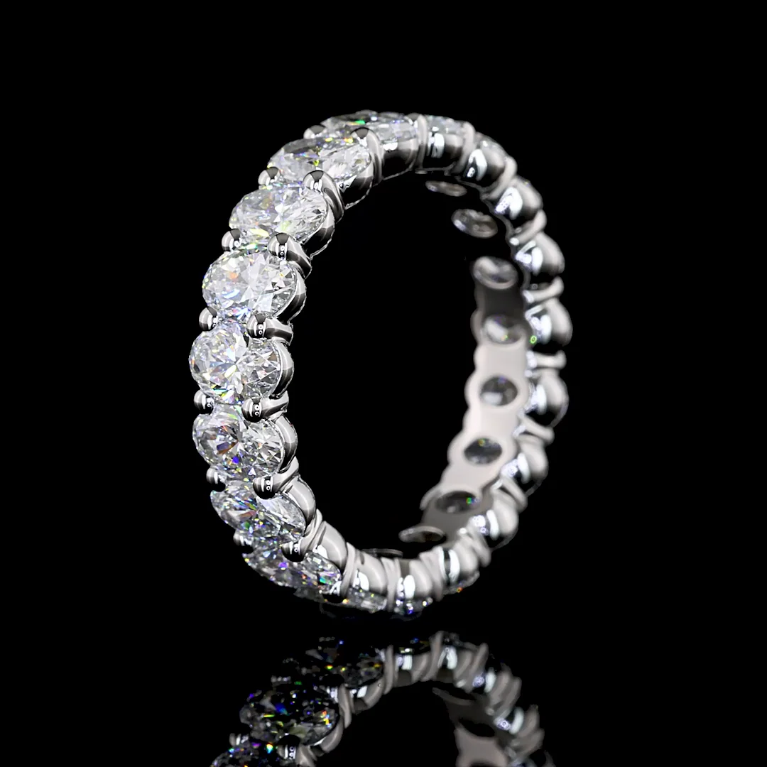 3.24 Cts Platinum Oval Shape Eternity Band Eternity Band - Image 4