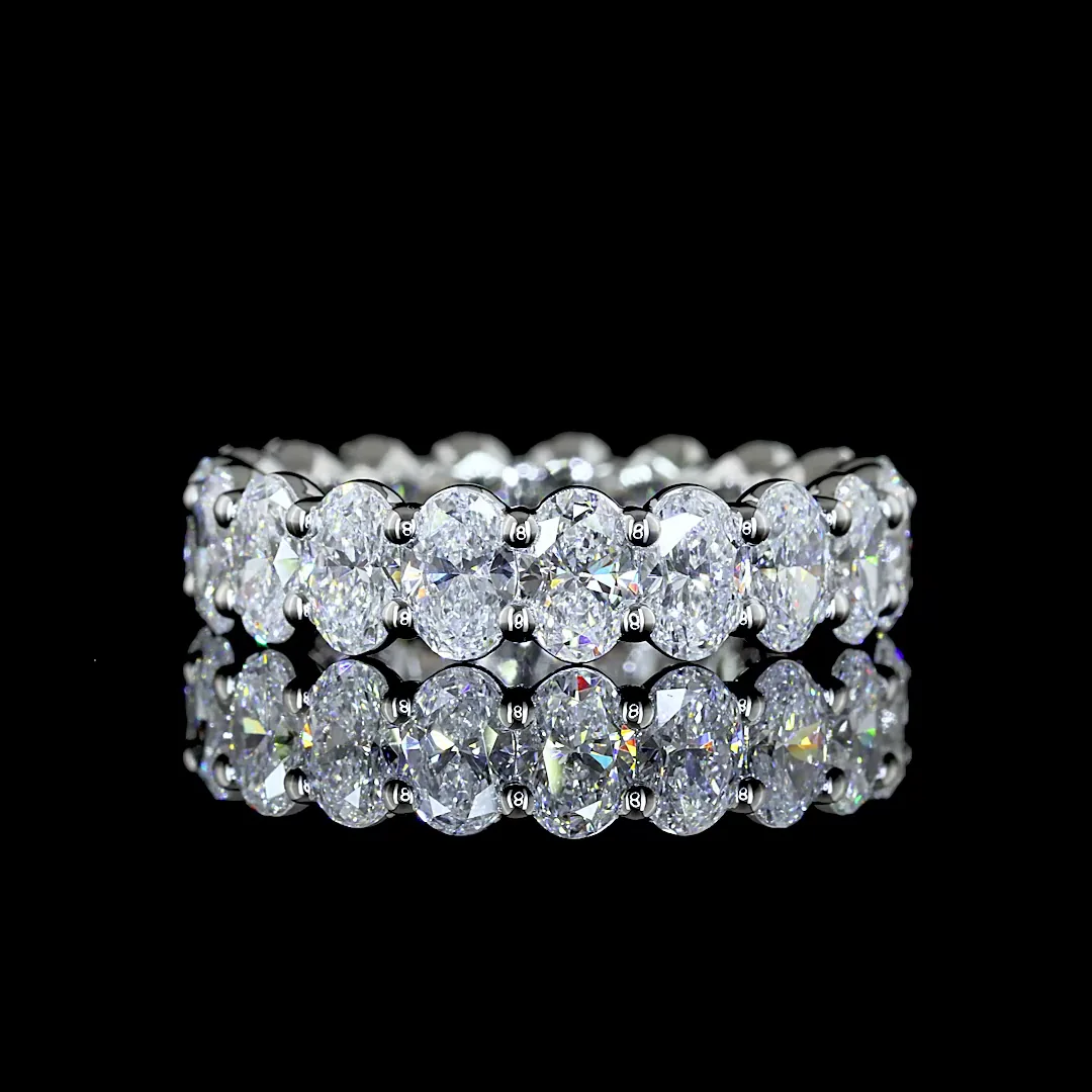3.24 Cts Platinum Oval Shape Eternity Band Eternity Band - Video