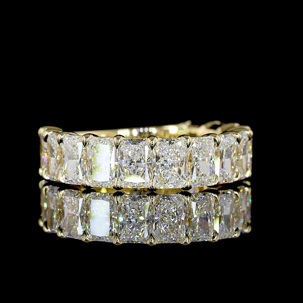 3.56 Cts 14k Yellow Gold Radiant Shape 3/4 Band Eternity Band - Video