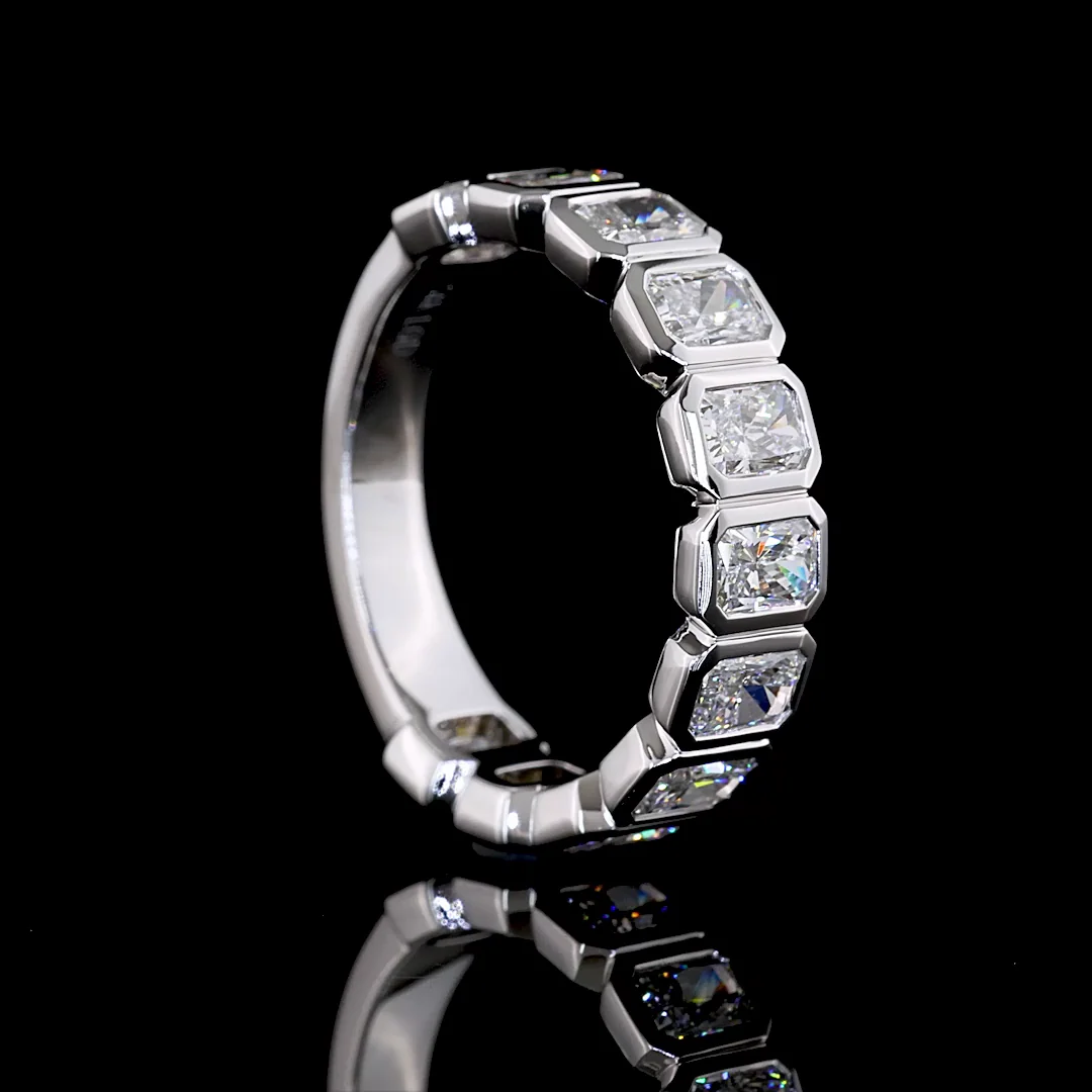 2.23 Cts 14k White Gold Radiant Shape 3/4 Band Eternity Band - Image 2