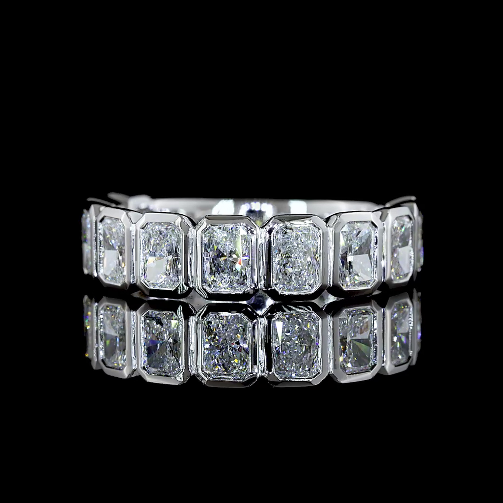 2.23 Cts 14k White Gold Radiant Shape 3/4 Band Eternity Band - Video