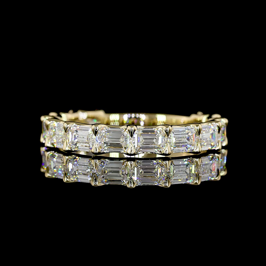 2.59 Cts 14k Yellow Gold Emerald Shape 3/4 Band Eternity Band - Video