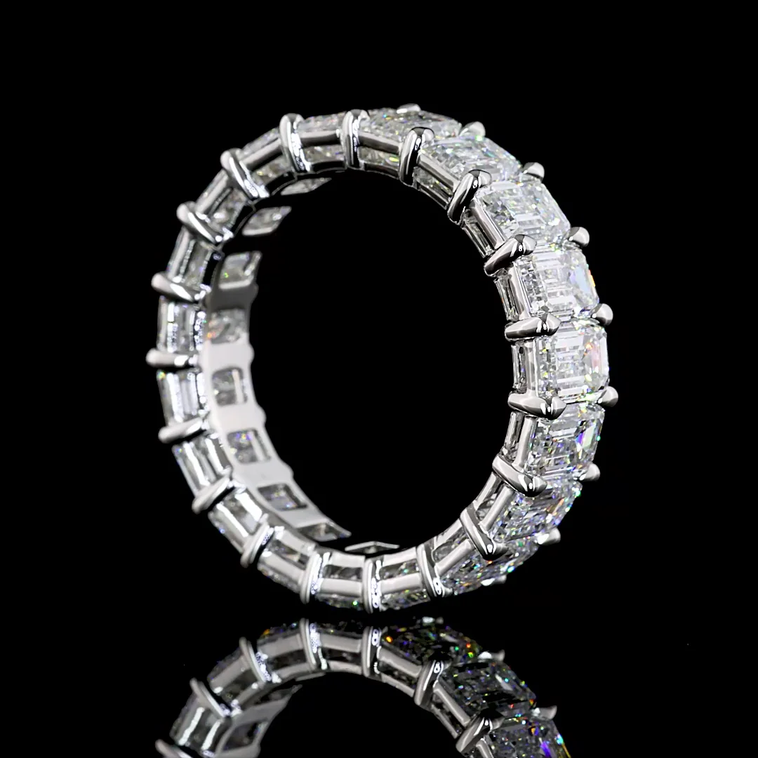 11.28 Cts Platinum Emerald Shape Eternity Band Eternity Band - Image 2