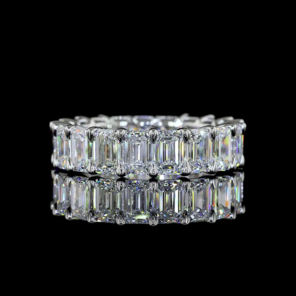 11.28 Cts Platinum Emerald Shape Eternity Band Eternity Band - Video