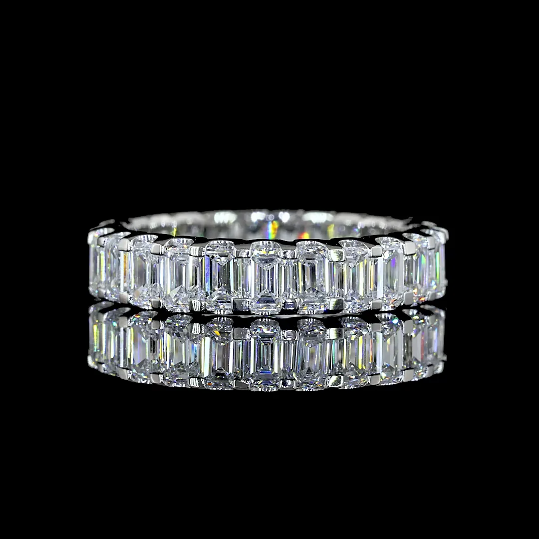 2.68 Cts Platinum Emerald Shape Eternity Band Eternity Band - Video