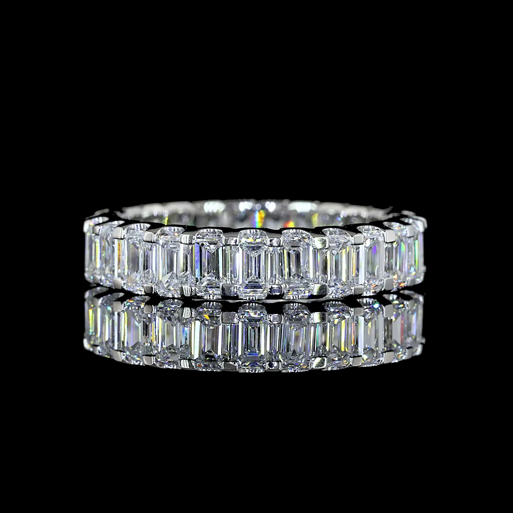 2.68 Cts Platinum Emerald Shape Eternity Band Eternity Band - Video