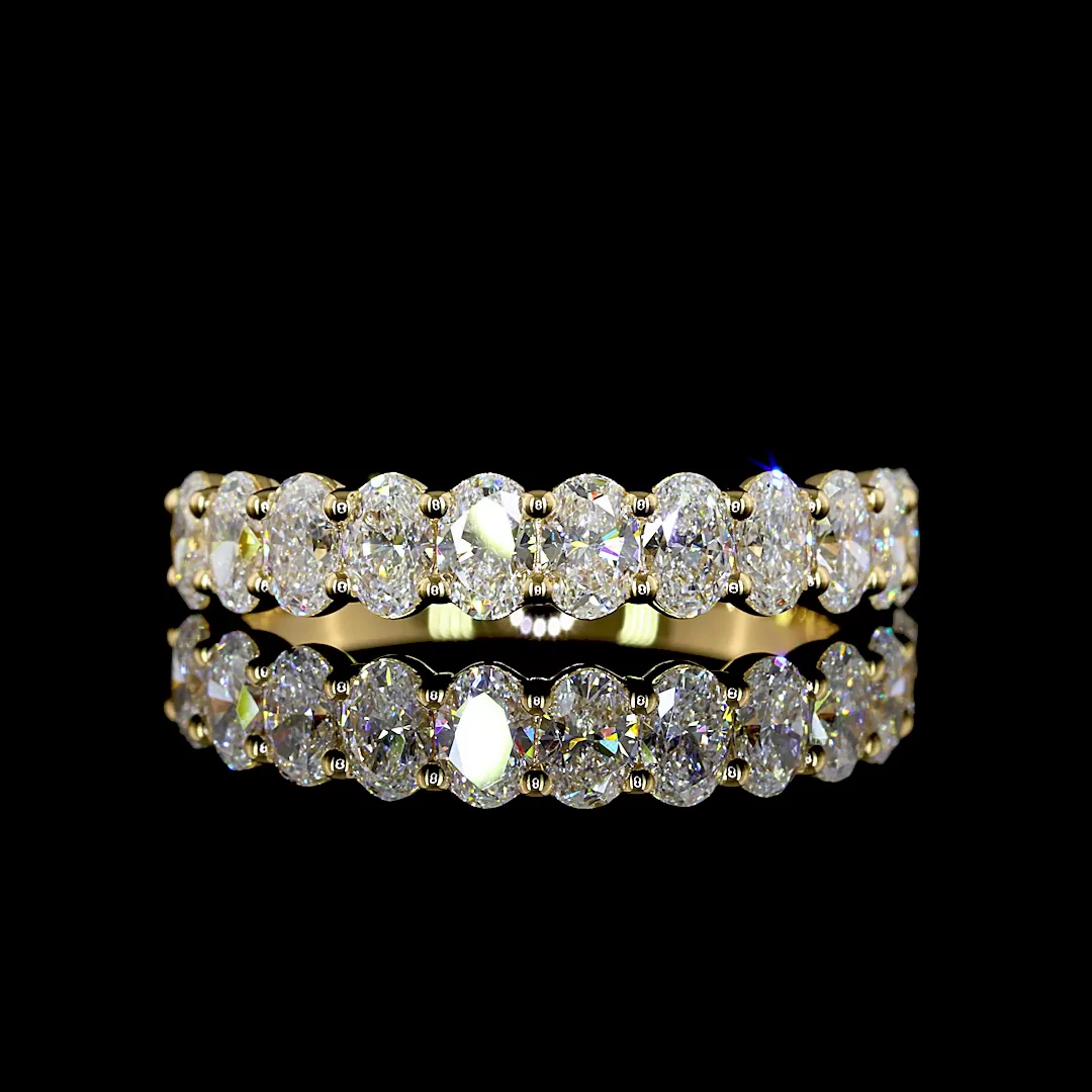 1.1 Cts 18k Yellow Gold Oval Shape Half Eternity Eternity Band - Video
