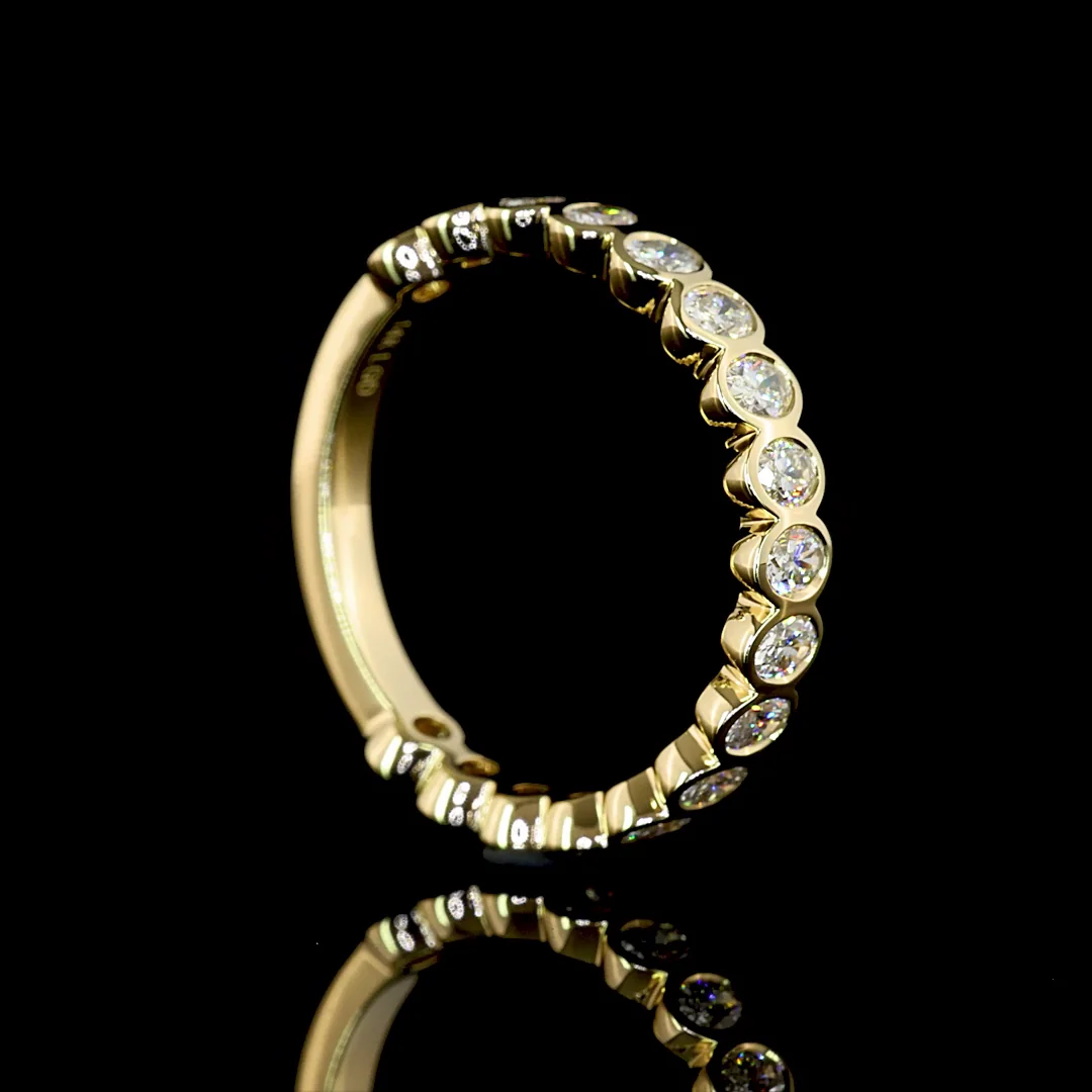 0.97 Cts 14k Yellow Gold Oval Shape 3/4 Band Eternity Band - Image 2