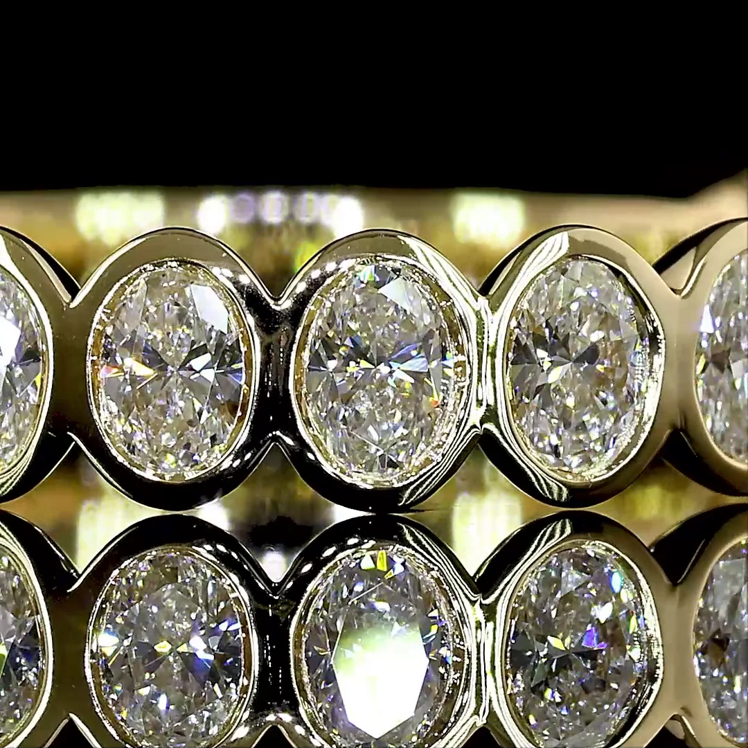 0.97 Cts 14k Yellow Gold Oval Shape 3/4 Band Eternity Band - Image 3