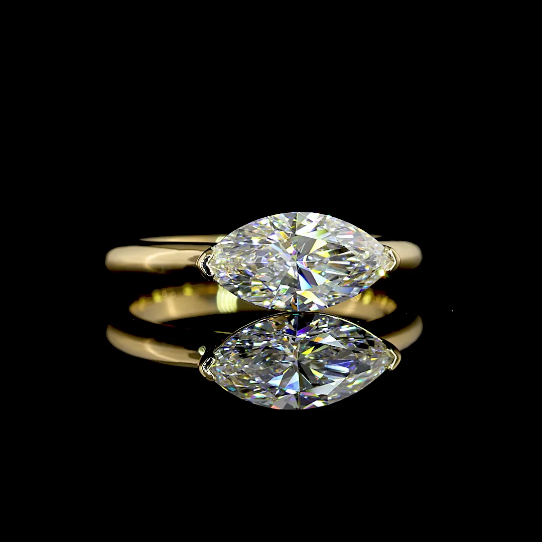 0.89 Cts 14k Yellow Gold Marquise Shape Solitaire Ring - Video