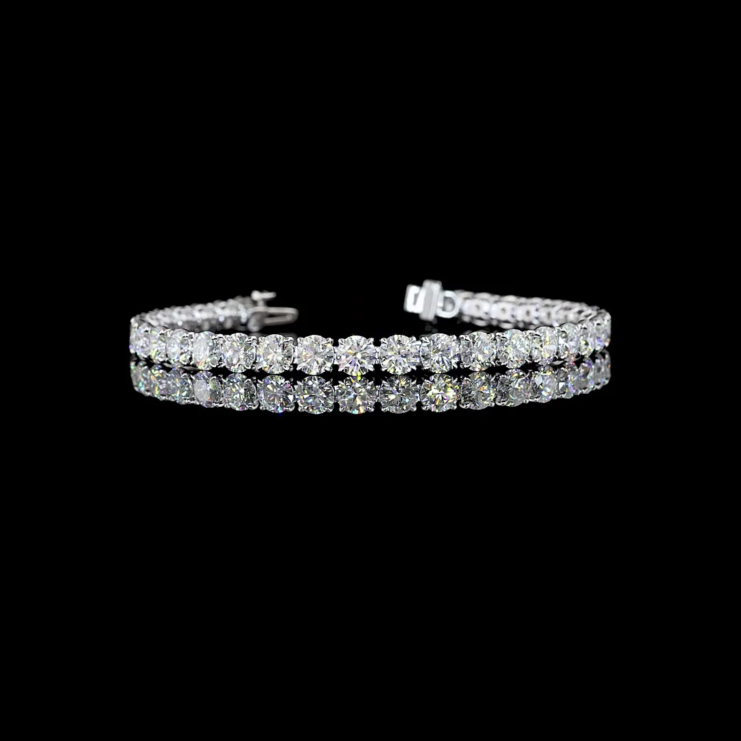 14.1 Cts 14k White Gold Round Shape Tennis Bracelet - Video