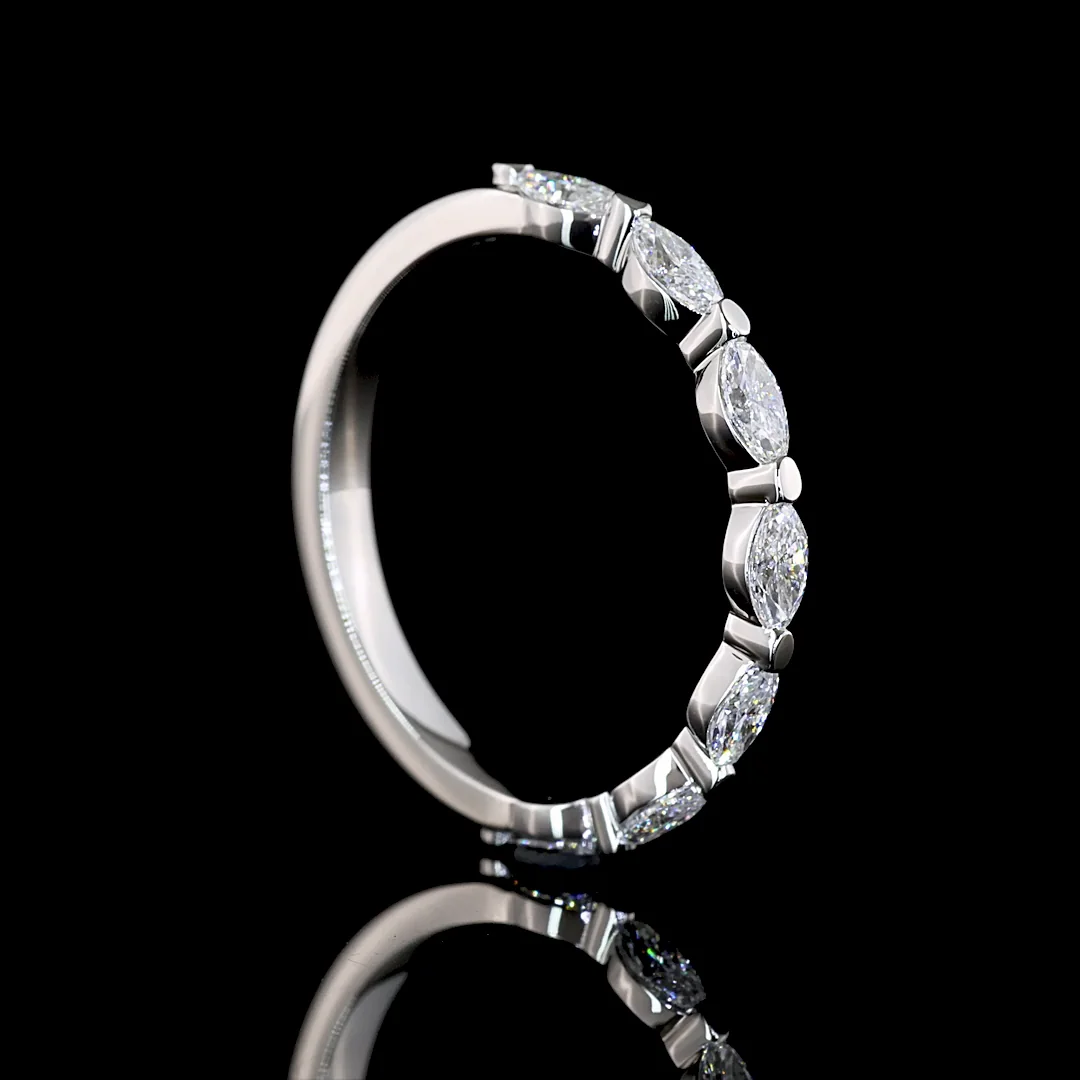 0.59 Cts Platinum Marquise Shape Half Eternity Eternity Band - Image 2