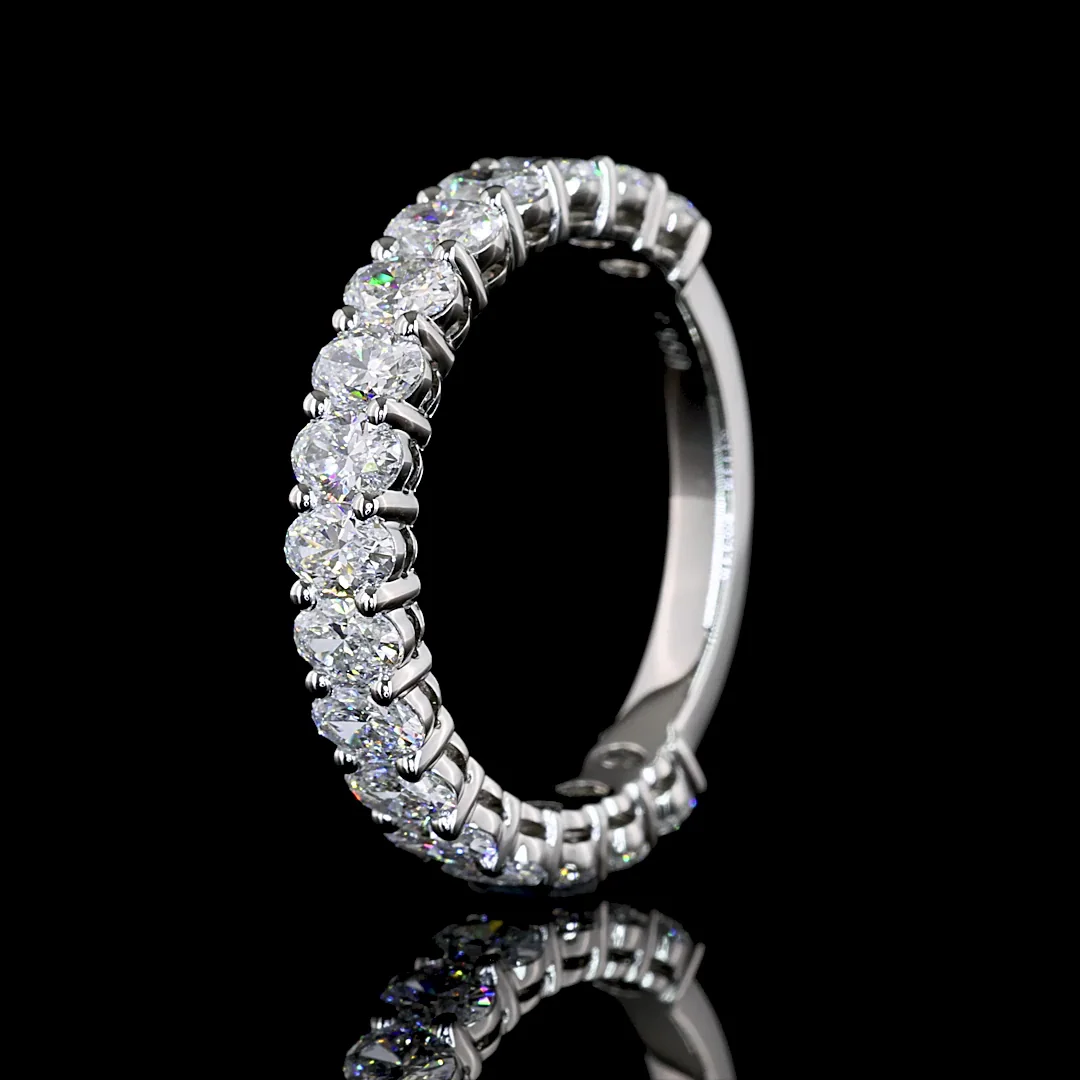 1.9 Cts Platinum Oval Shape 3/4 Band Eternity Band - Image 4