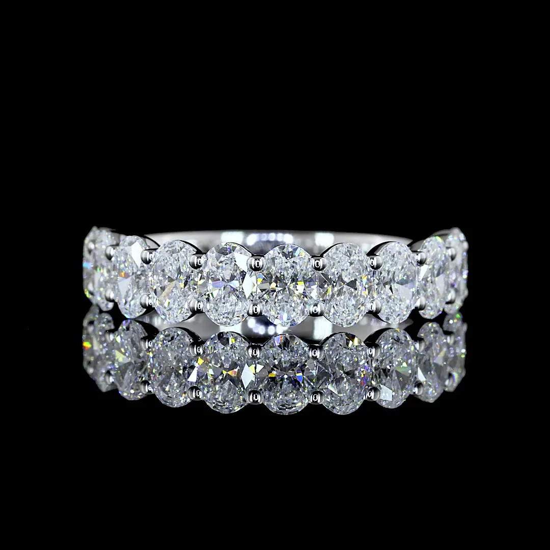 1.77 Cts 14k White Gold Oval Shape Half Eternity Eternity Band - Video