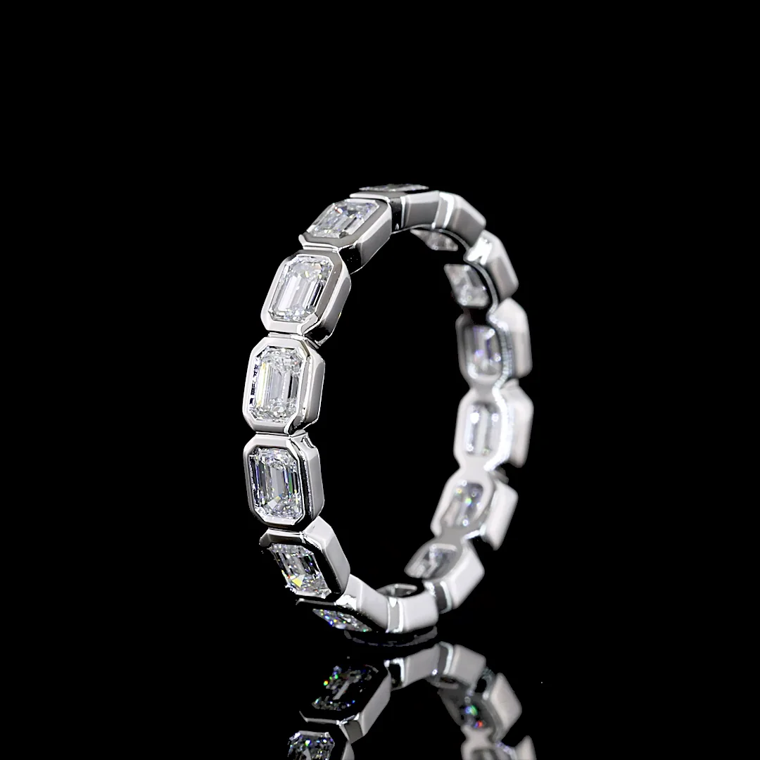 1.37 Cts 14k White Gold Emerald Shape Eternity Band Eternity Band - Image 4