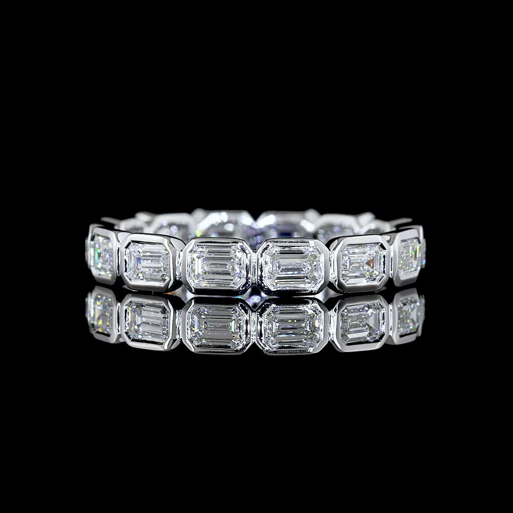 1.37 Cts 14k White Gold Emerald Shape Eternity Band Eternity Band - Video