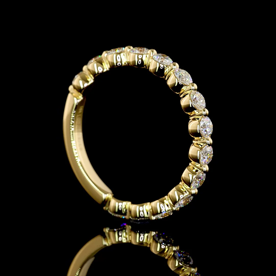 0.87 Cts 18k Yellow Gold Round Shape 3/4 Band Eternity Band - Image 2