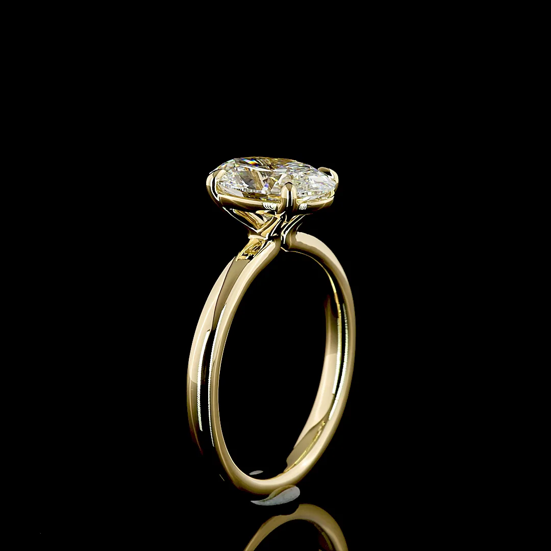 2.08 Cts 14k Yellow Gold Oval Shape Solitaire Ring - Image 4