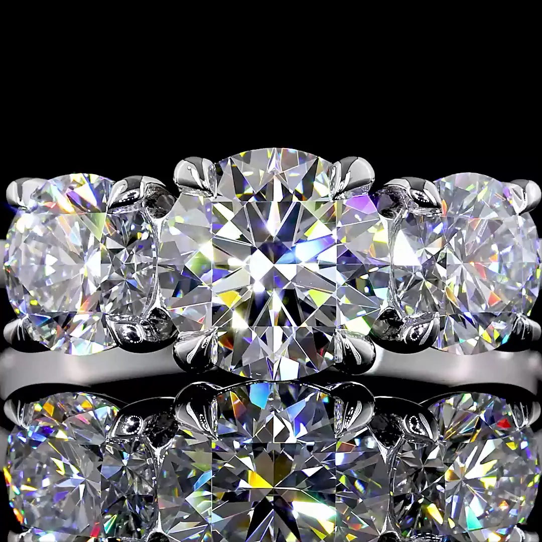 1.99 Cts 14k White Gold Round Shape 3 Stones Ring - Image 3