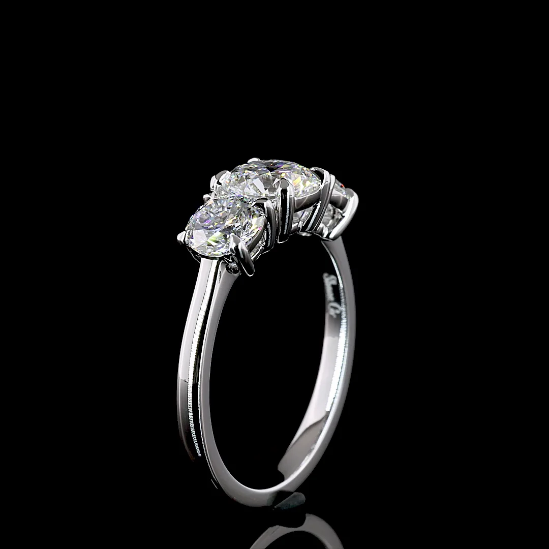 1.99 Cts 14k White Gold Round Shape 3 Stones Ring - Image 4