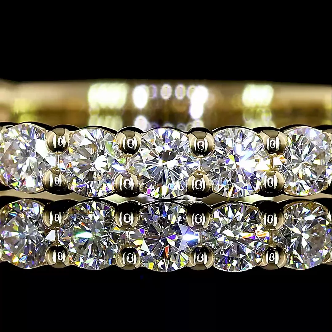 0.82 Cts 14k Yellow Gold Round Shape 3/4 Band Eternity Band - Image 3