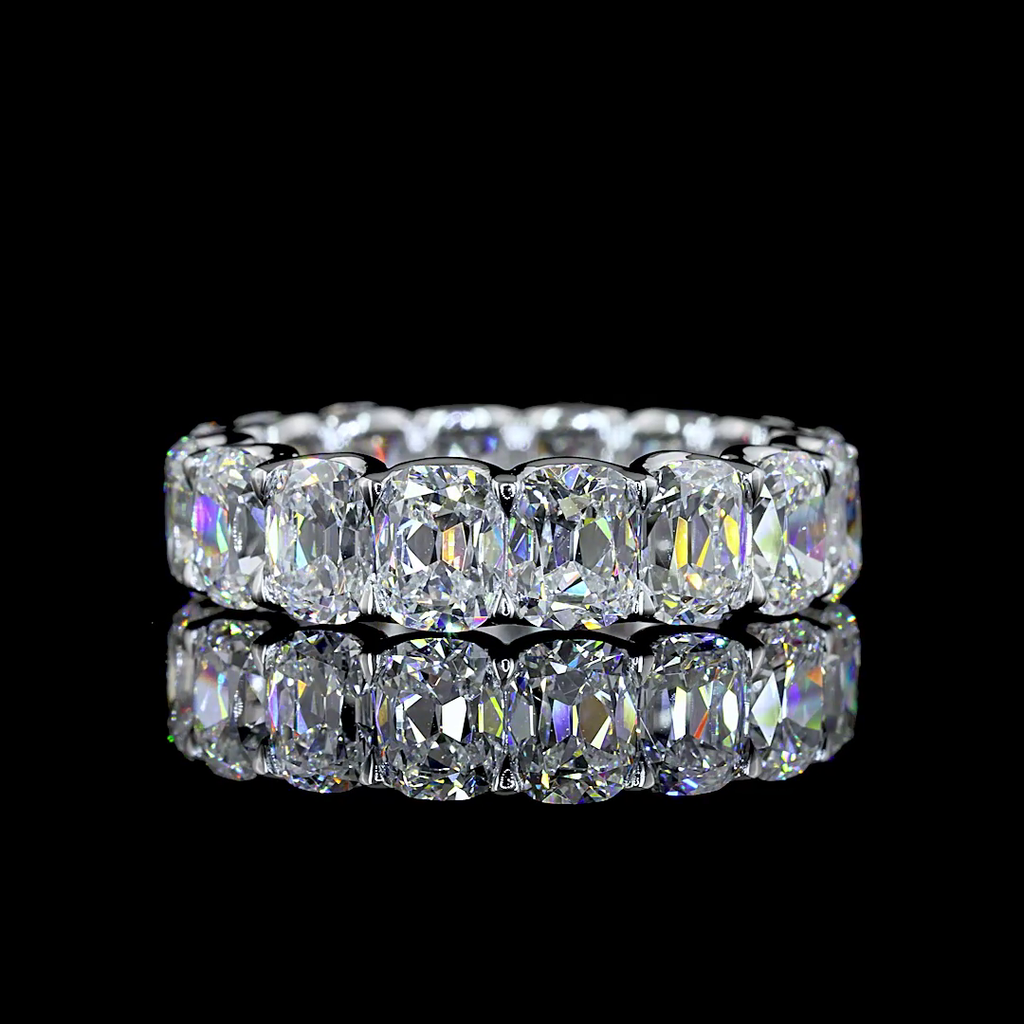 6.31 Cts 14k White Gold Antique Cushion Shape Eternity Band Eternity Band - Video