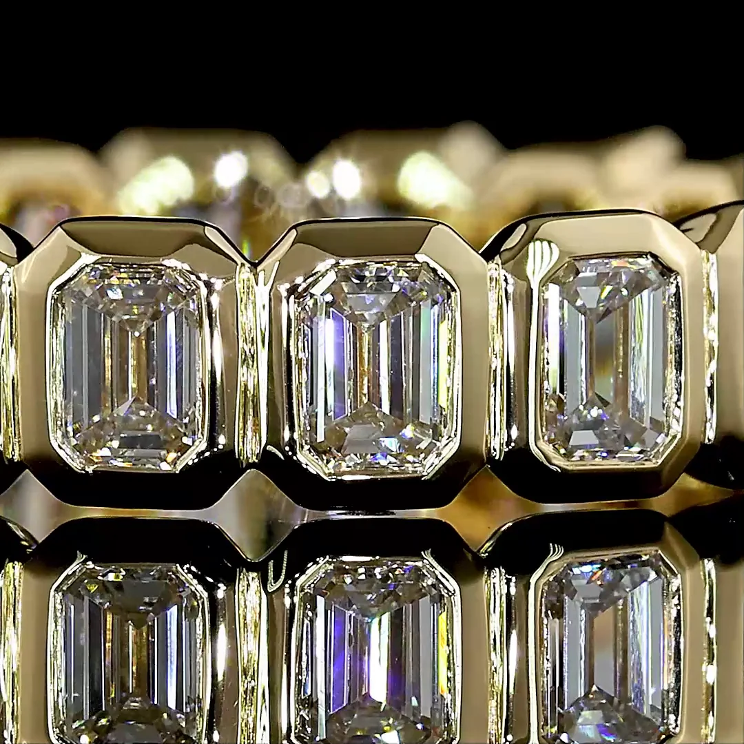 1.77 Cts 14k Yellow Gold Emerald Shape Eternity Band Eternity Band - Image 3