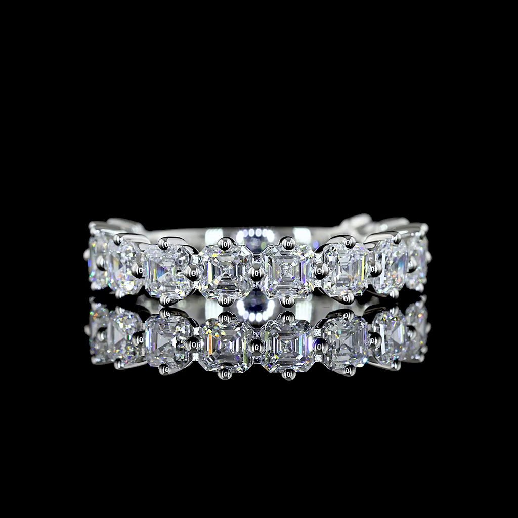 2.03 Cts Platinum Asscher Shape 3/4 Band Eternity Band - Video