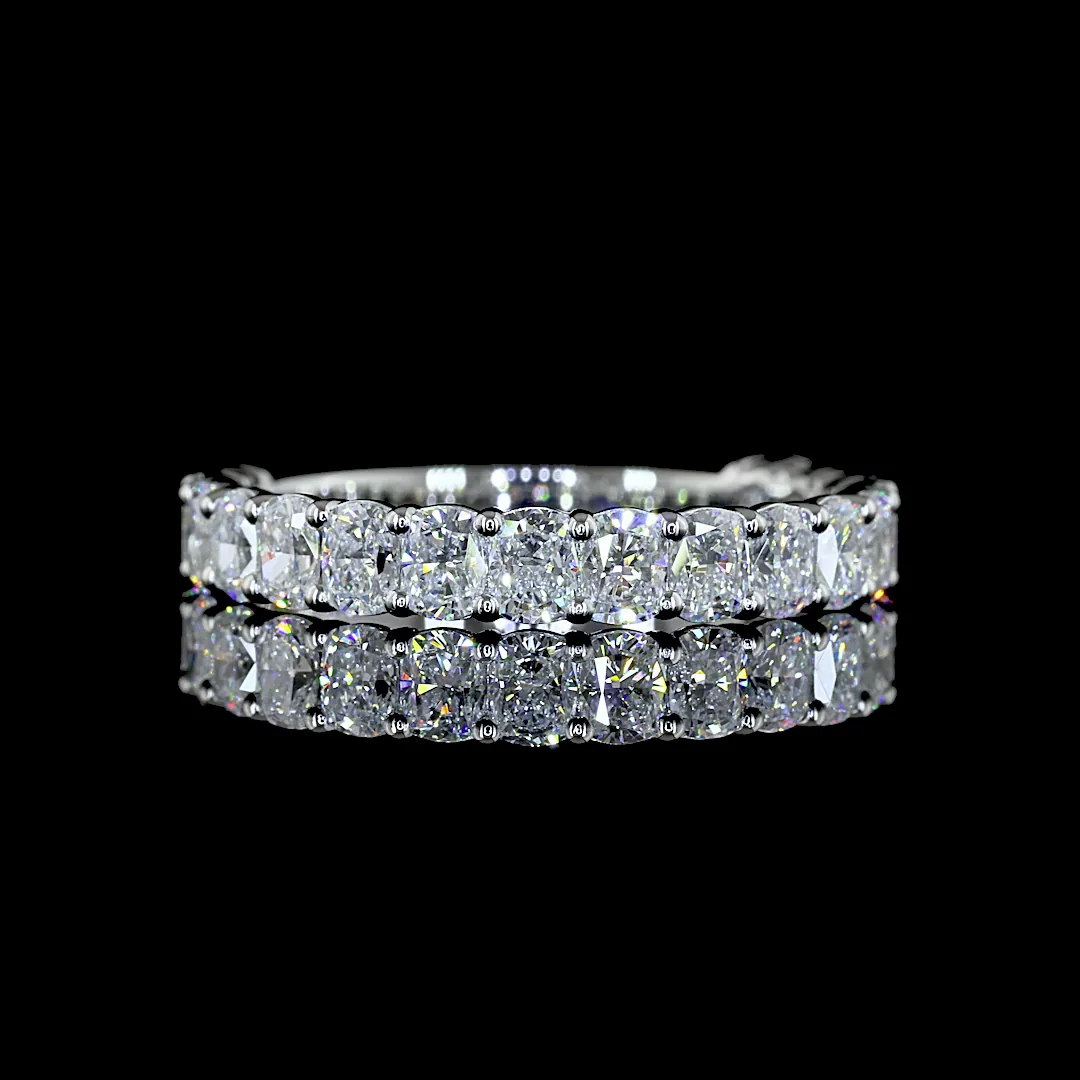 1.71 Cts Platinum Cushion Brilliant Shape 3/4 Band Eternity Band - Video