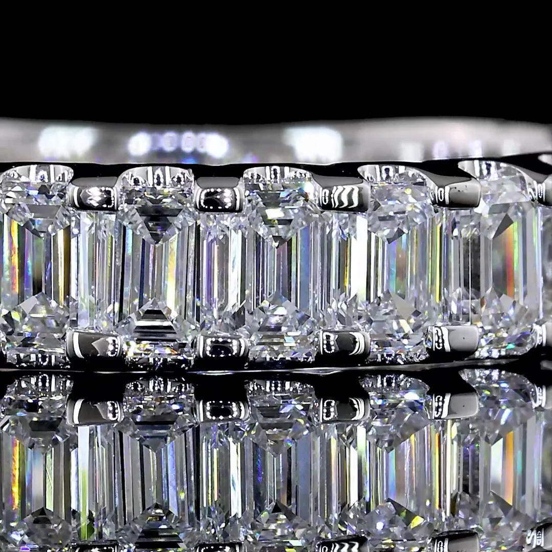 2.06 Cts 14k White Gold Emerald Shape 3/4 Band Eternity Band - Image 3