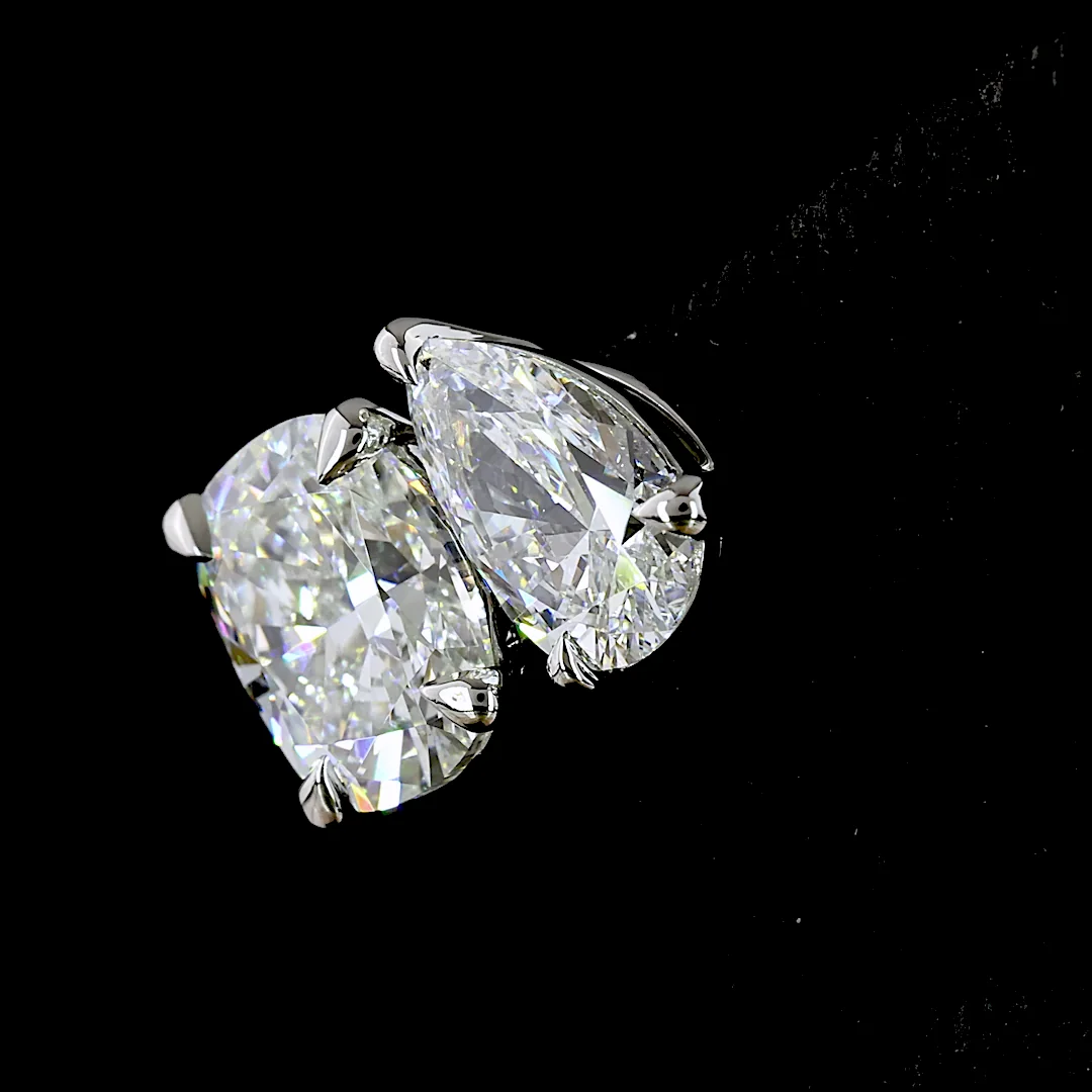 3.91 Cts Platinum Mix Shape Studs Earring - Image 4
