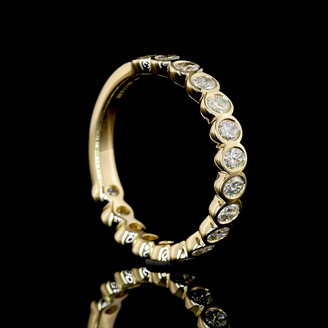 0.89 Cts 14k Yellow Gold Oval Shape 3/4 Band Eternity Band - Image 2