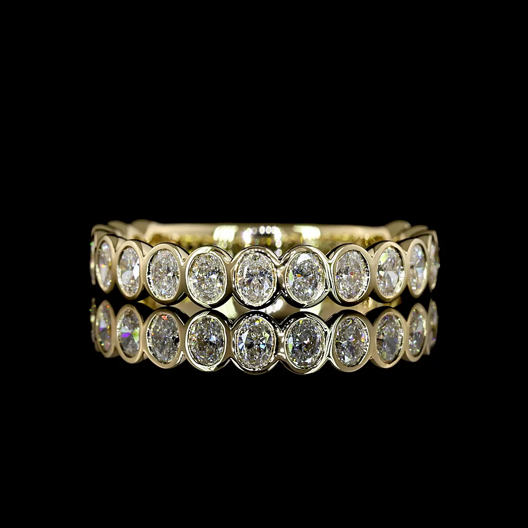0.89 Cts 14k Yellow Gold Oval Shape 3/4 Band Eternity Band - Video