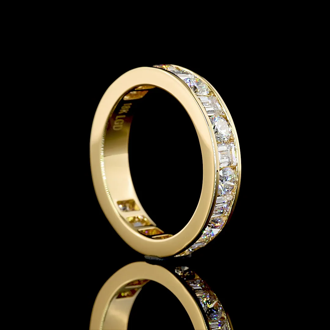 1.86 Cts 18k Yellow Gold Mix Shape 3/4 Band Eternity Band - Image 2