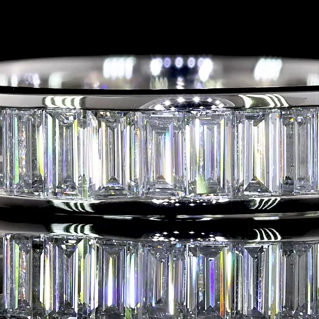 1.51 Cts Platinum Baguette Shape 3/4 Band Eternity Band - Image 3