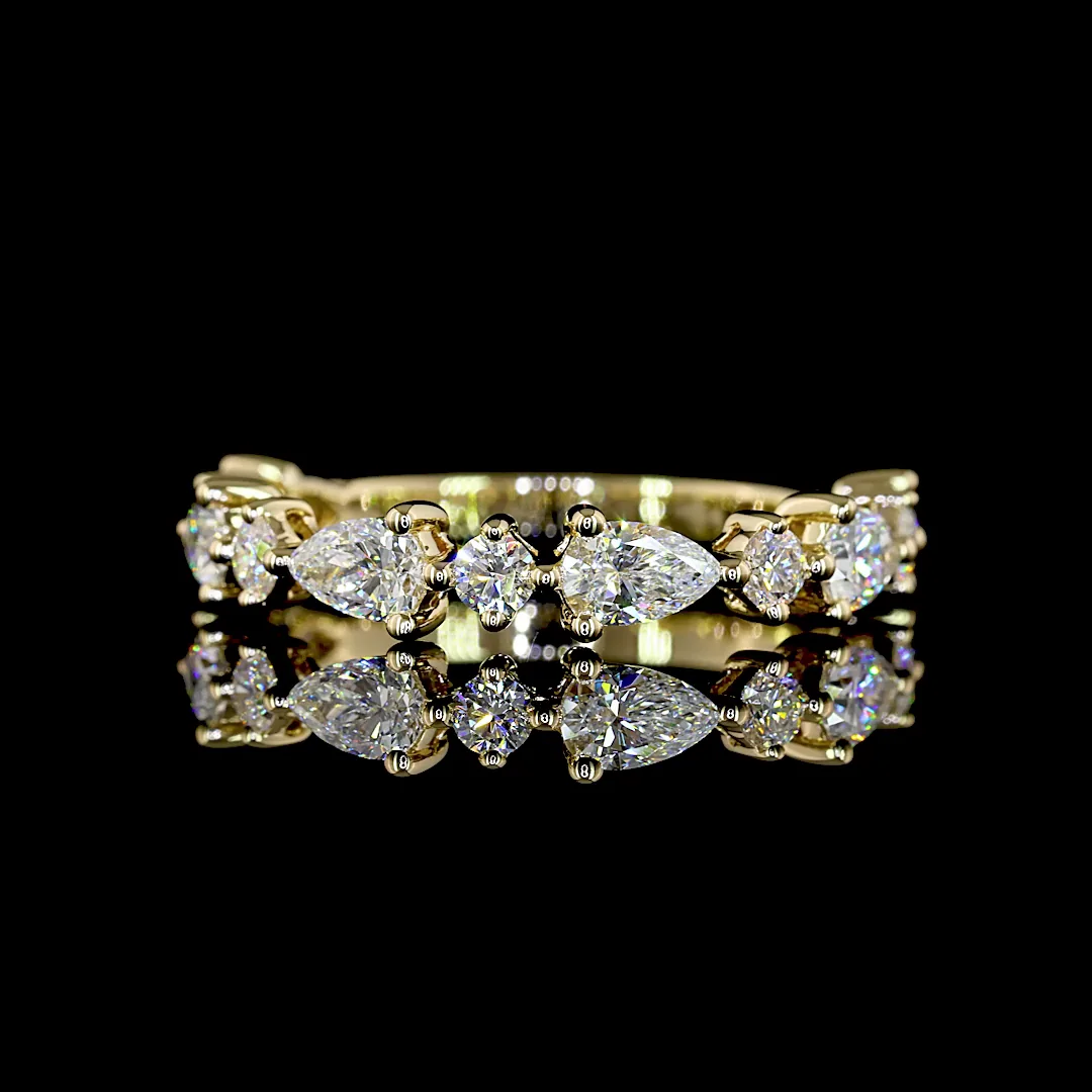 1.26 Cts 14k Yellow Gold Mix Shape 3/4 Band Eternity Band - Video
