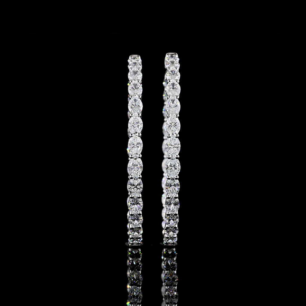 8.79 Cts 14k White Gold Oval Shape Hoops Earring - Video
