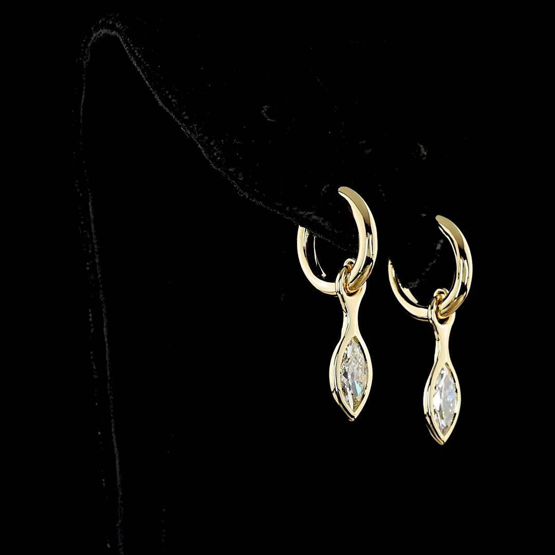 1.48 Cts 14k Yellow Gold Marquise Shape Hanging Earring - Image 2