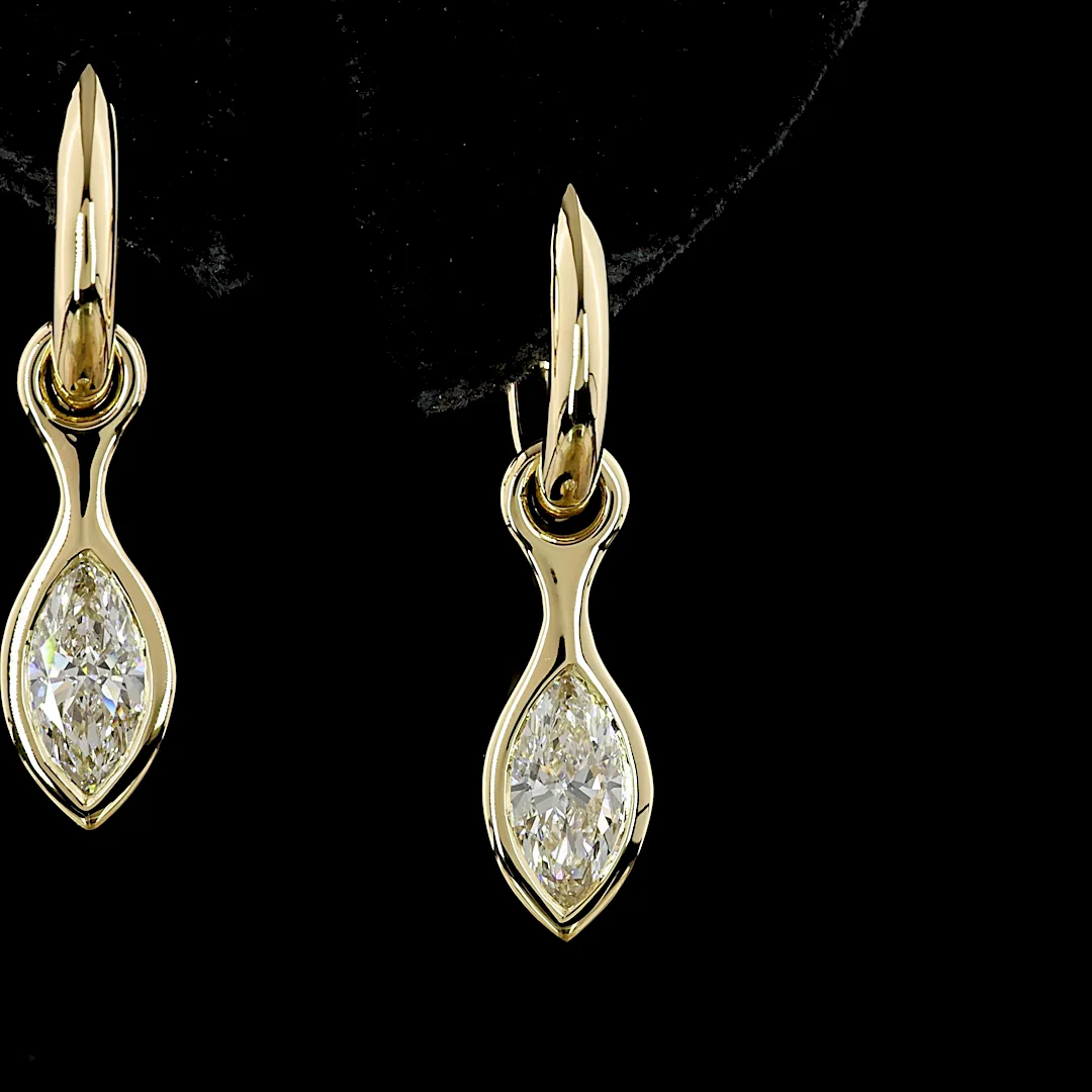 1.48 Cts 14k Yellow Gold Marquise Shape Hanging Earring - Image 3