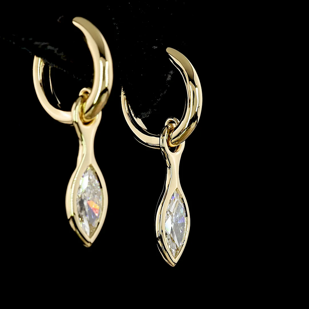 1.48 Cts 14k Yellow Gold Marquise Shape Hanging Earring - Image 4