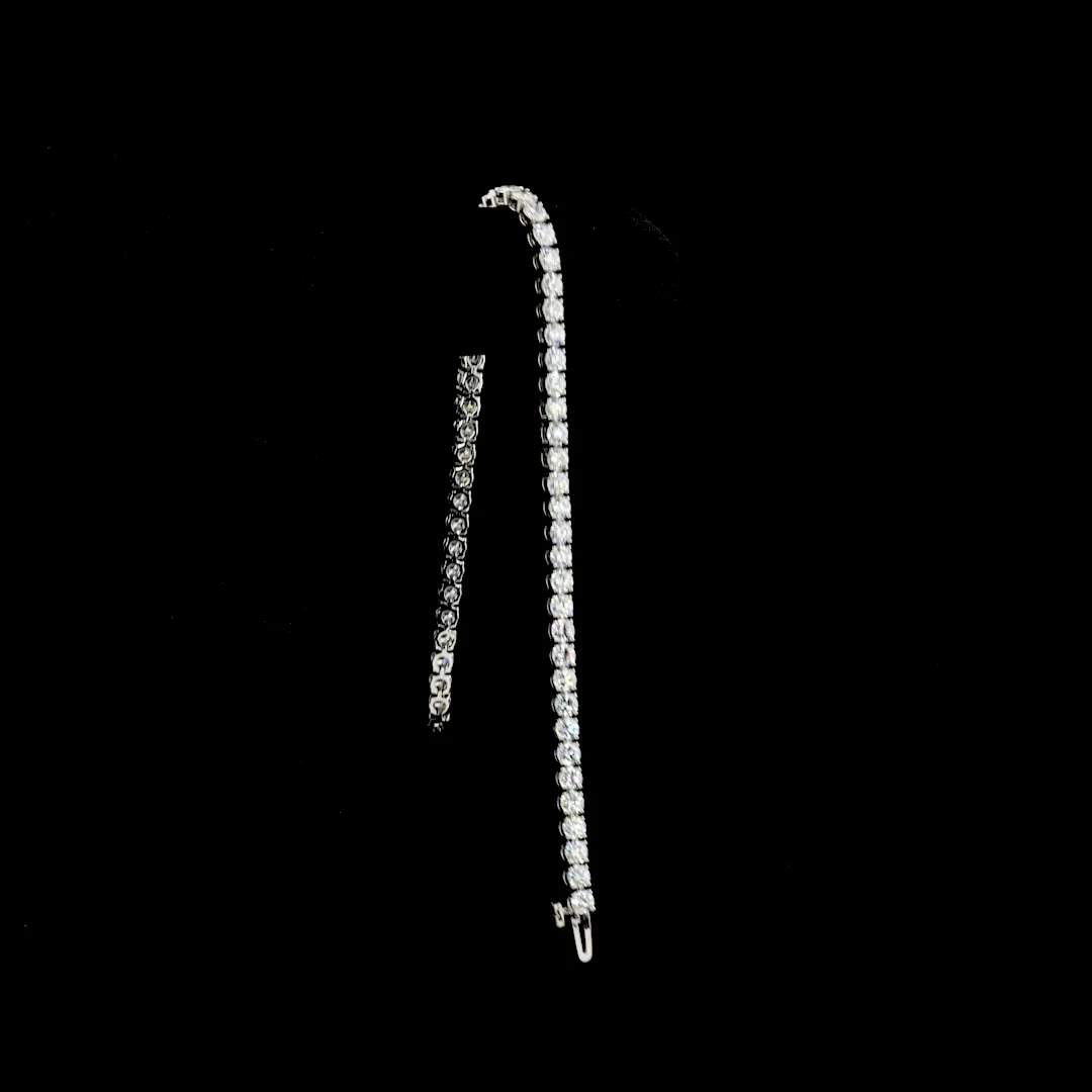 5.26 Cts 14k White Gold - Platinum Round Shape Tennis Bracelet - Image 3